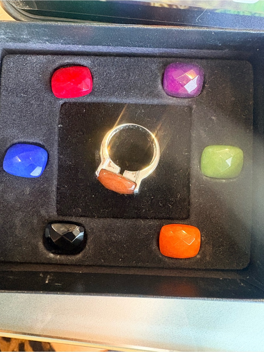 Interchangeable 7- Cushion Stone Ring Set .925
